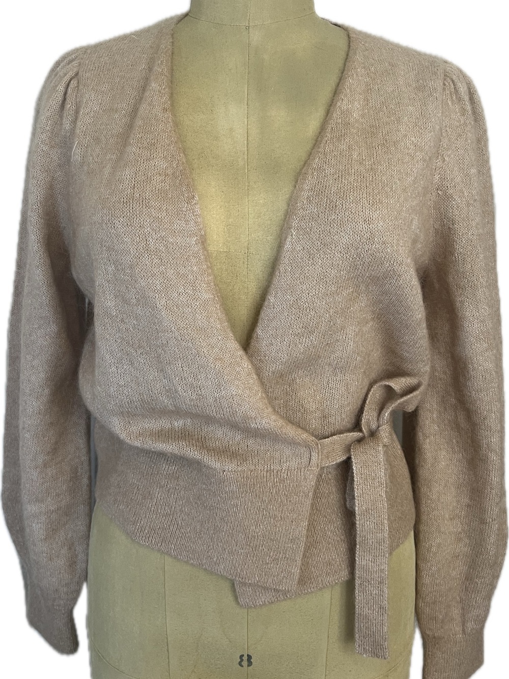 & Other Stories Beige Wrap V-Neck Mohair Blend Sweater